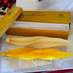 Vintage 2 HURD Beeswax 12" Candles